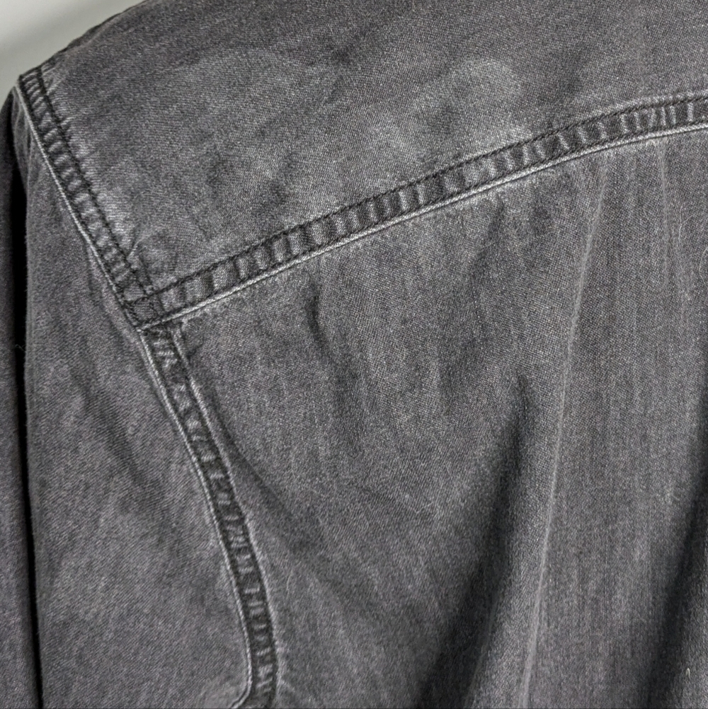 Madewell washed out black denim 1/2 button pullover top M - Picture 6 of 9